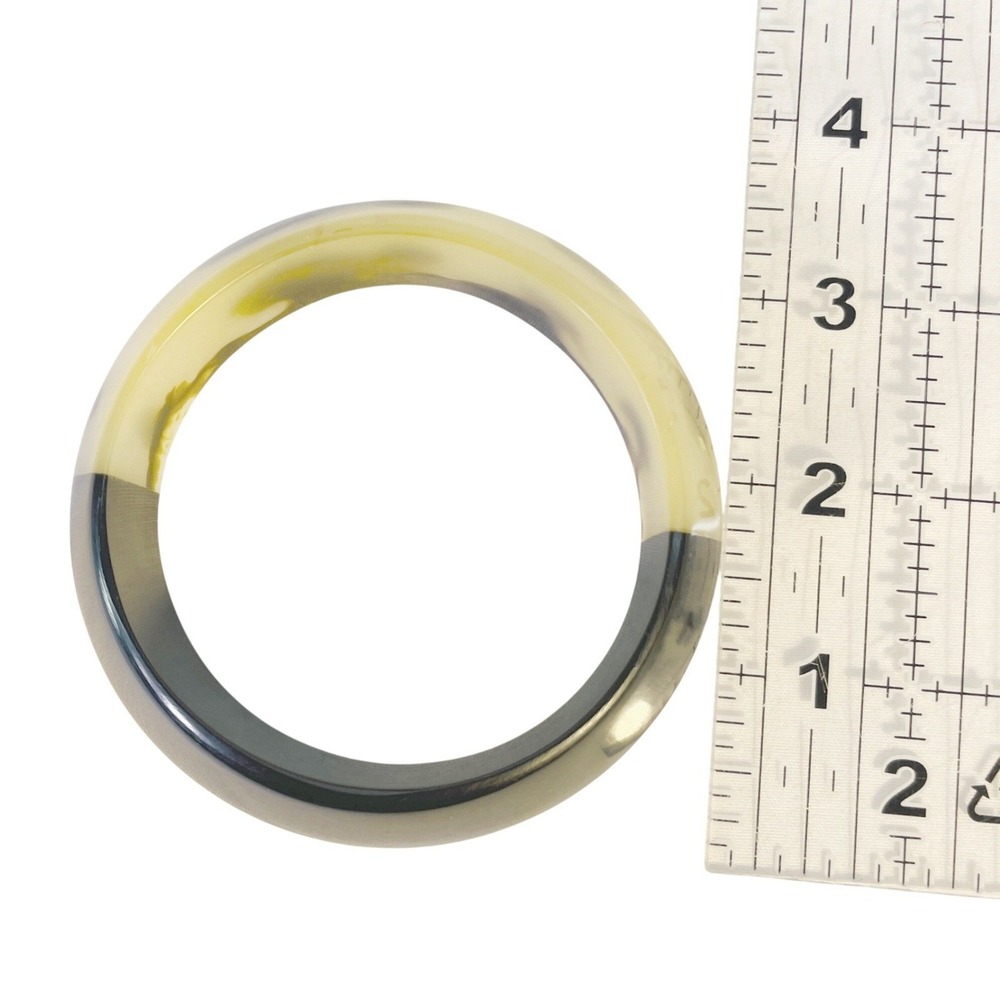 Vintage Chunky Mod Lucite Bangle Bracelet Black Amber Marbled Acrylic Statement - Picture 12 of 14
